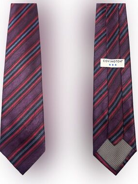 Vintage Covington Purple Tie with Red and Blue Stripes